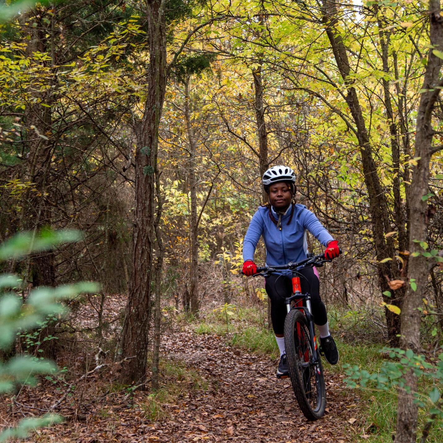 Student bike on the TAMUc bike trail